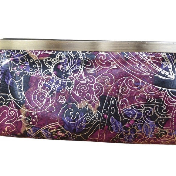 NWOT Patricia NASH Floral Metallic Italian Leather Wallet - Picture 5 of 15